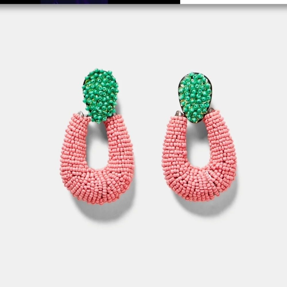 Zara Two Tone Hoop Style Beaded Earrings